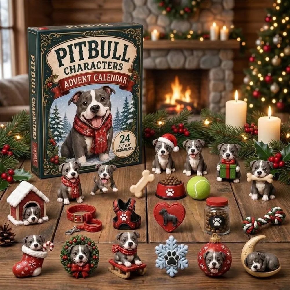 Pitbull Dog Characters Christmas Advent Calendar Christmas Tree Ornaments Pitbull Lover Gifts