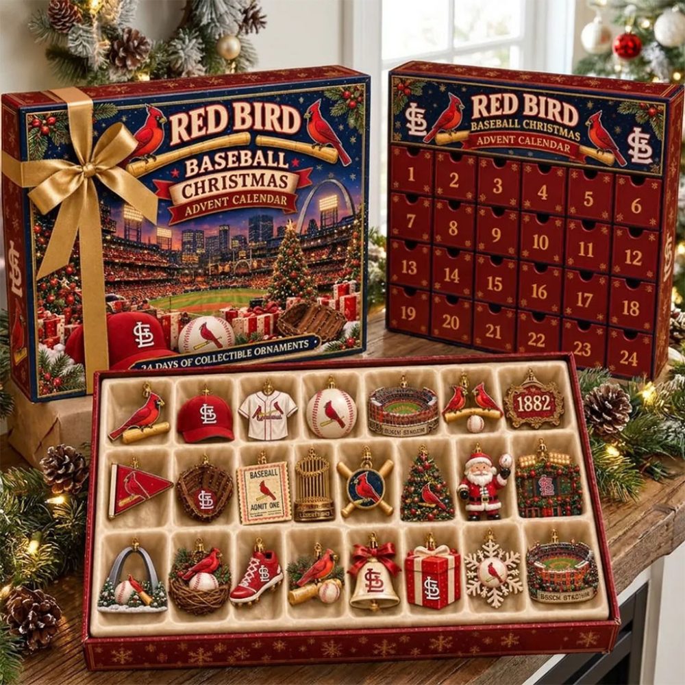 St Louis Cardinals Red Bird Baseball Advent Calendar Christmas Tree Ornaments Cardinals Merch
