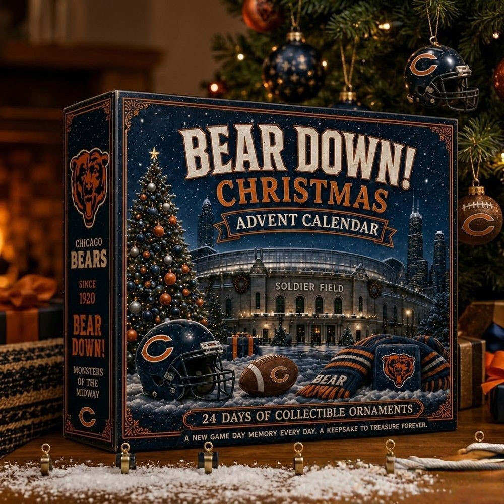 Chicago Bears Bear Down Football Advent Calendar 2026 24 Days Christmas Countdown Gift For Bestie, 3D Acrylic Collectibles