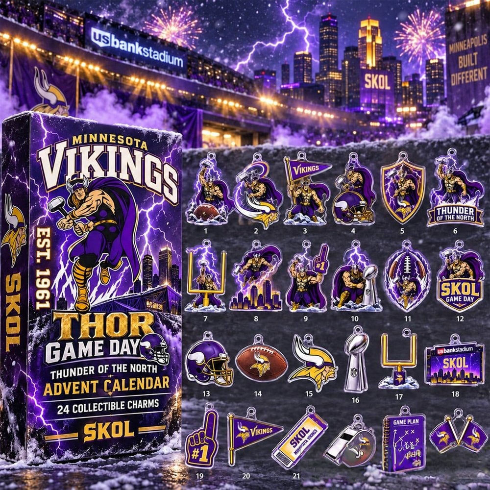 Minnesota Vikings X Thor Game Day Thunder Of The North Advent Calendar 2026 24 Day Xmas Countdown Gift, 3D Acrylic Collectibles