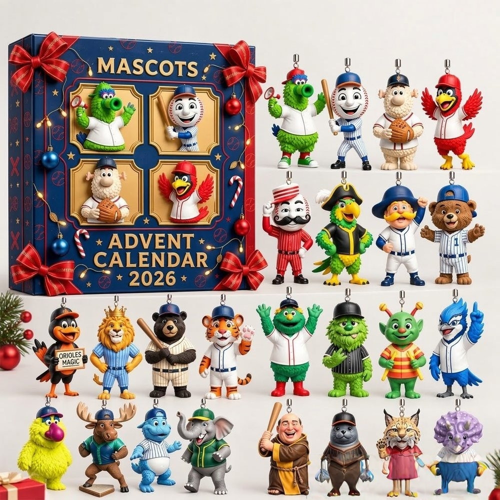 Mlb Major League Baseball Mascot Advent Calendar 2026 24 Day Xmas Countdown Gift, 3D Acrylic Collectibles