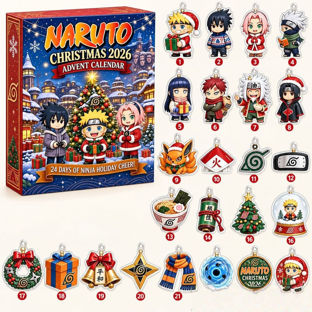 Naruto Christmas Advent Calendar 2026 24 Day Xmas Countdown Gift For Naruto Fans, 3D Acrylic Collectibles