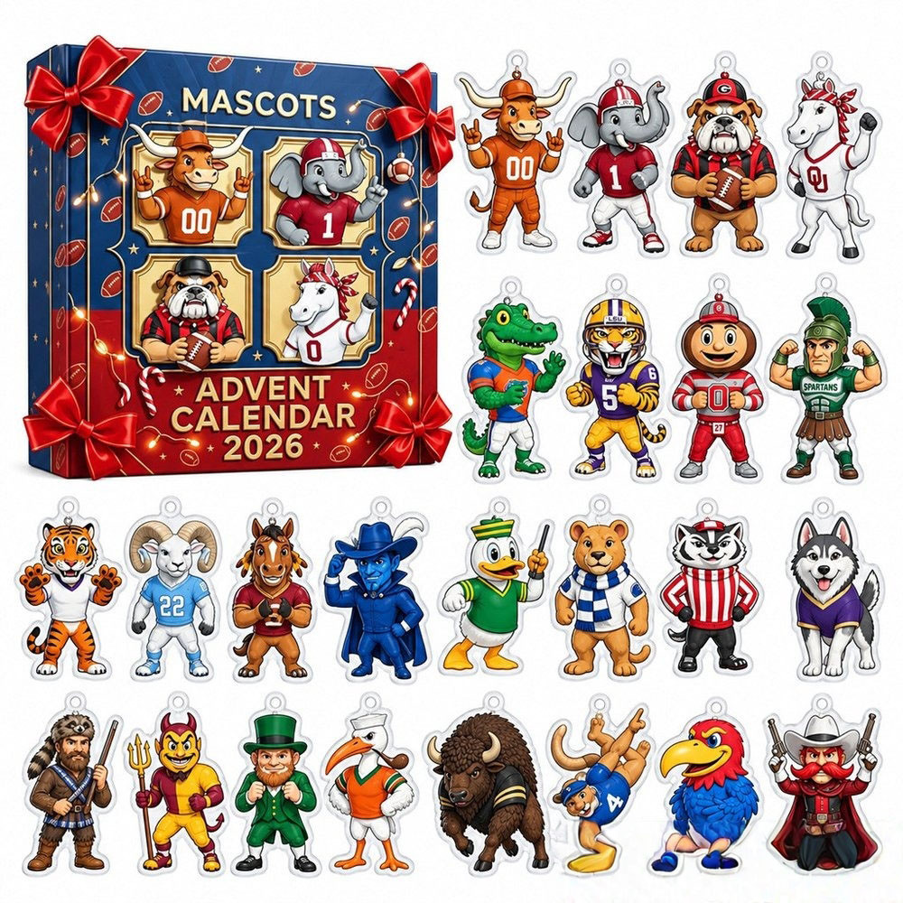 Ncaa College Football Mascots Advent Calendar 2026 24 Day Christmas Countdown Xmas Gift, 3D Acrylic Collectibles