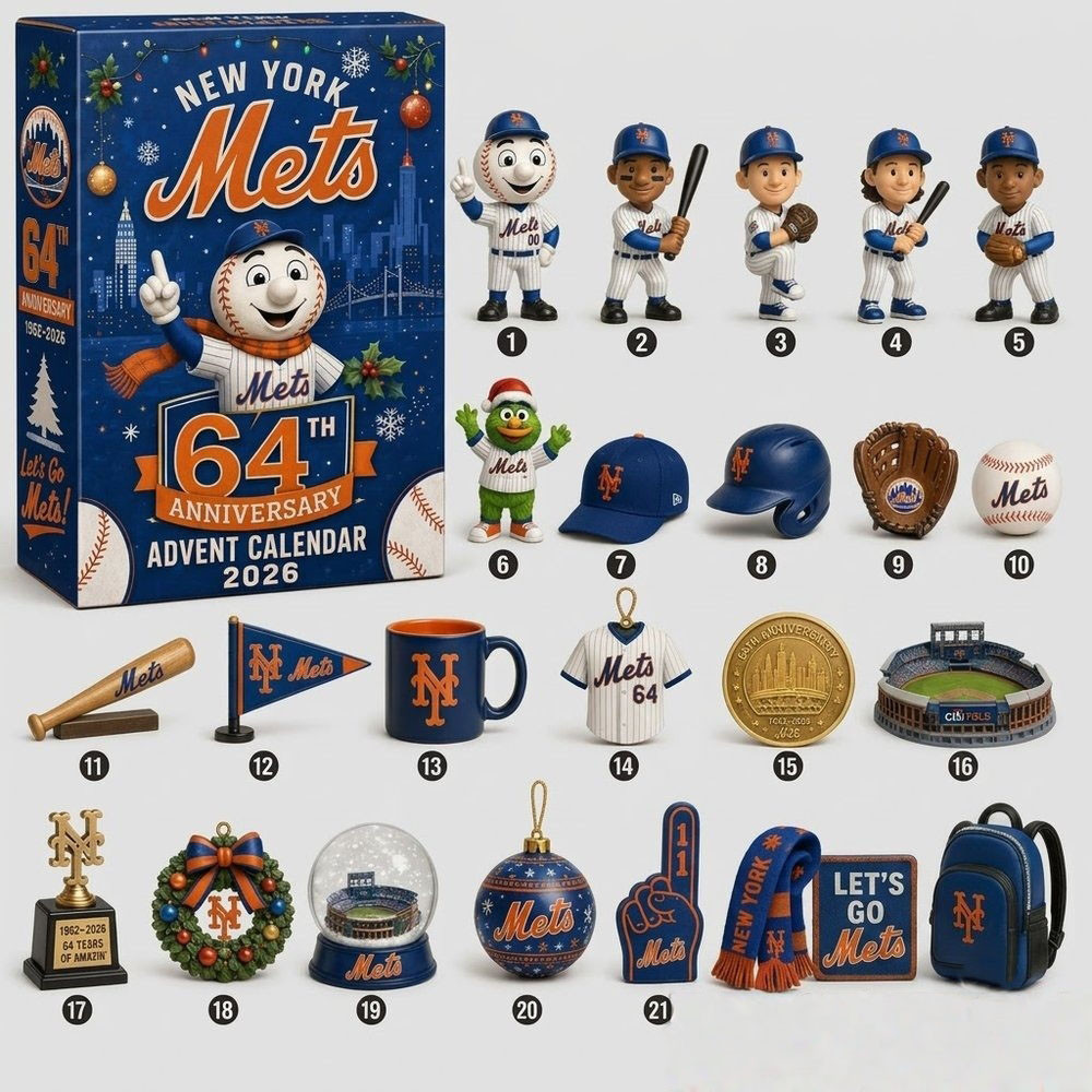 New York Mets 64Th Anniversary Advent Calendar 2026 24 Day Countdown Xmas Decor Gift, 3D Acrylic Collectibles