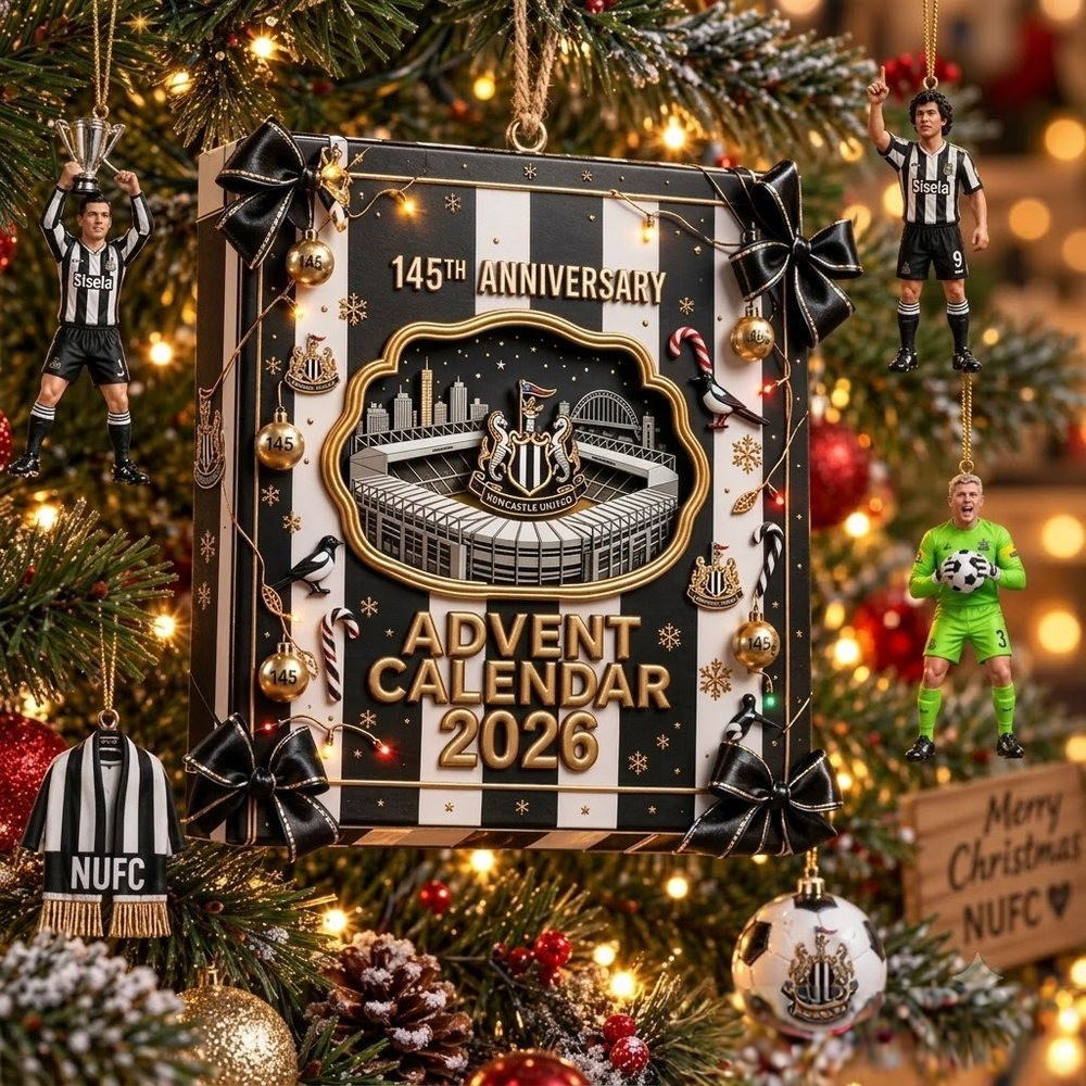 Newcastle United 145Th Anniversary Advent Calendar 2026 24 Day Countdown Xmas Decor Gift For Soccer Fans, 3D Acrylic Collectibles