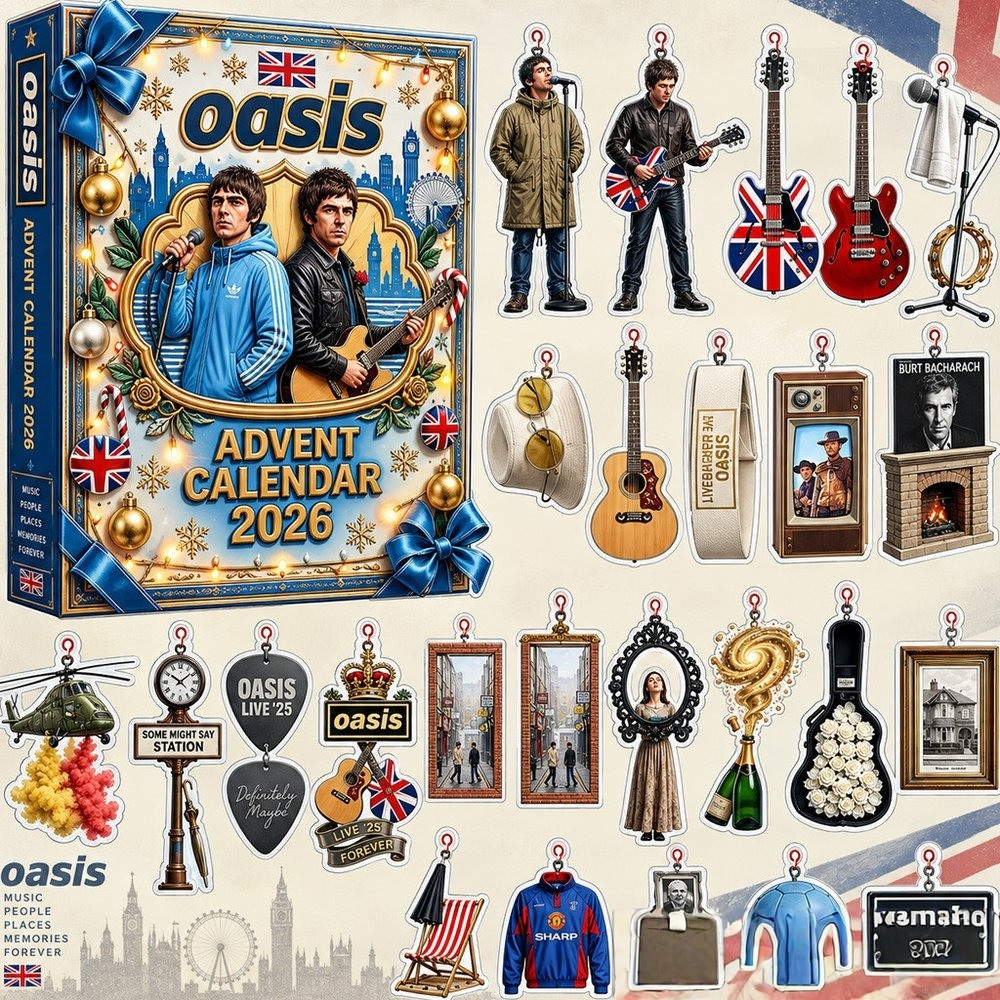Oasis Liam And Noel Gallagher Advent Calendar 2026 24 Days Xmas Countdown Gifts For Fans, 3D Acrylic Collectibles