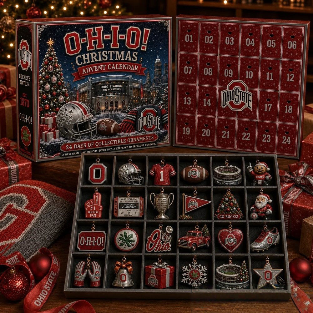 Ohio State Buckeyes O-H-I-O Christmas Advent Calendar 2026 24 Days Xmas Idea Countdown Gifts, 3D Acrylic Collectibles