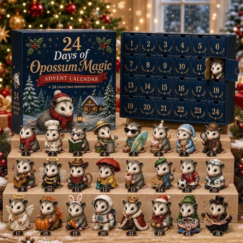 Opossum 24 Days Of Magic Advent Calendar 2026 24 Day Xmas Idea Countdown Gifts, 3D Acrylic Collectibles