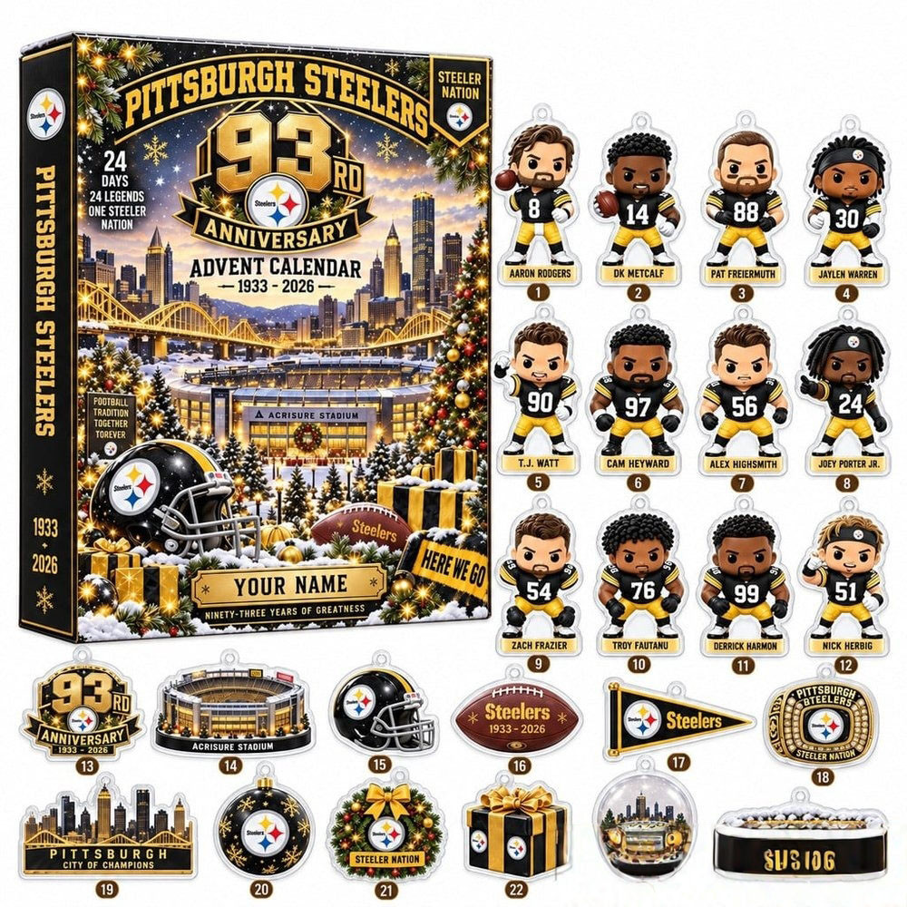 Pittsburgh Steelers 93Th Anniversary Advent Calendar 2026 24 Day Xmas Countdown Gift For Fans, 3D Acrylic Collectibles