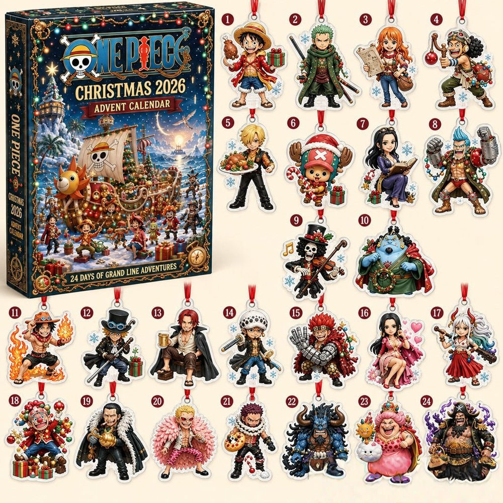 One Piece Grand Line Christmas Advent Calendar 2026 24 Day Xmas Idea Countdown Gifts, 3D Acrylic Collectibles
