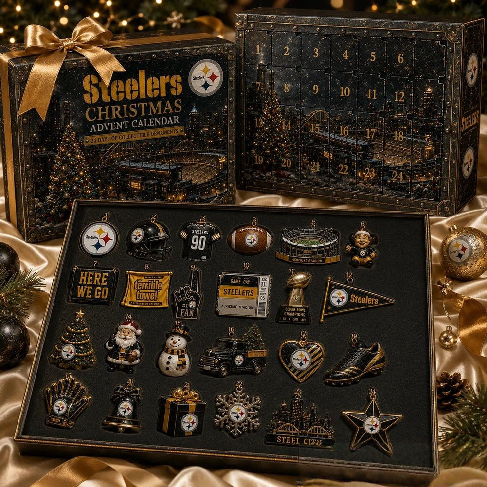 Pittsburgh Steelers Here We Go Christmas Advent Calendar 2026 24 Day Xmas Countdown Gift For Fans, 3D Acrylic Collectibles