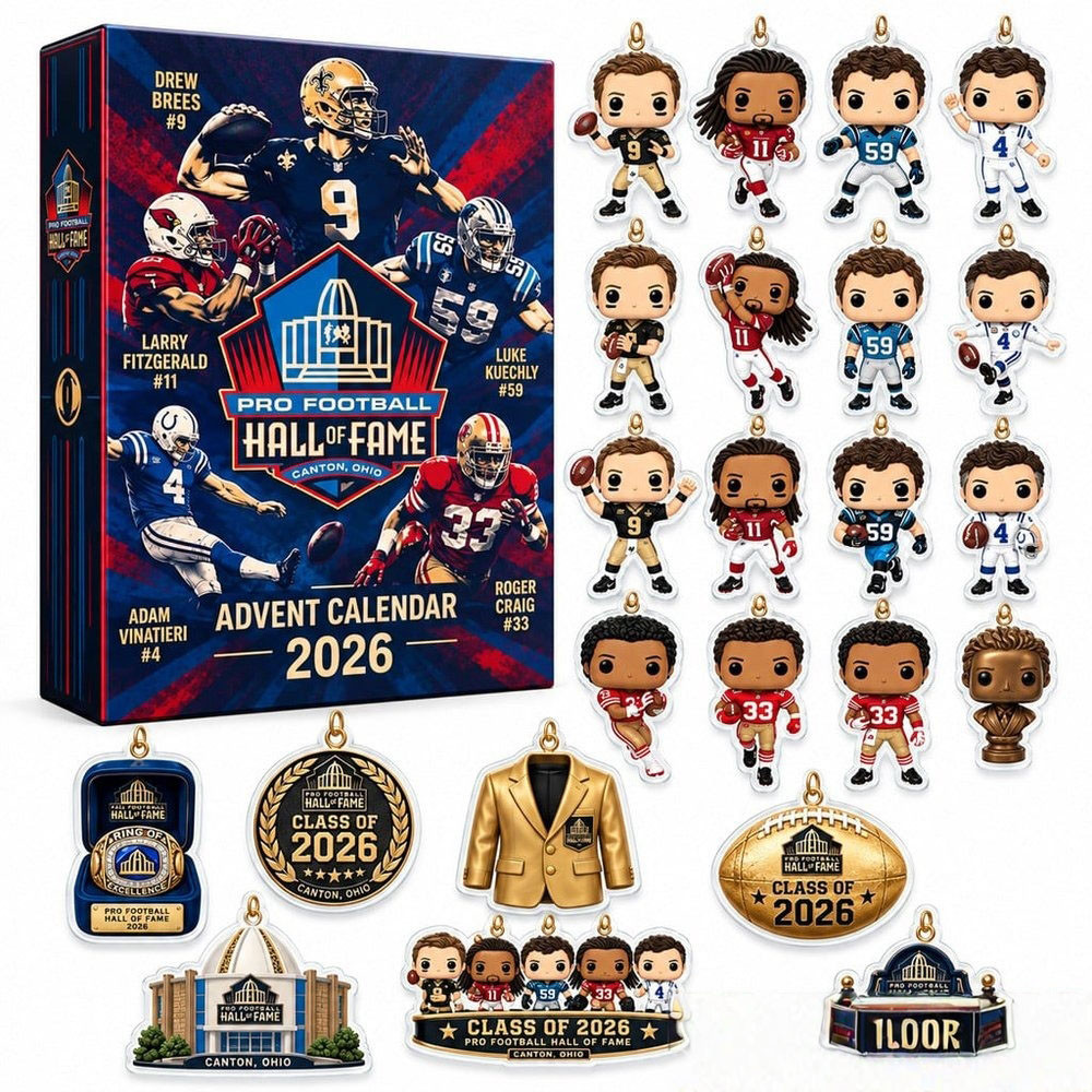 Pro Football Hall Of Fame Advent Calendar 2026 24 Day Countdown Xmas Gift For Football Fans, 3D Acrylic Collectibles