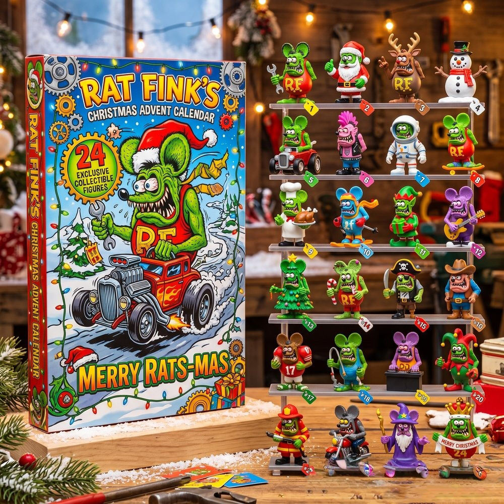 Rat Fink Merry Rats-Mas Christmas Advent Calendar 2026 24 Day Countdown Xmas Gift, 3D Acrylic Collectibles