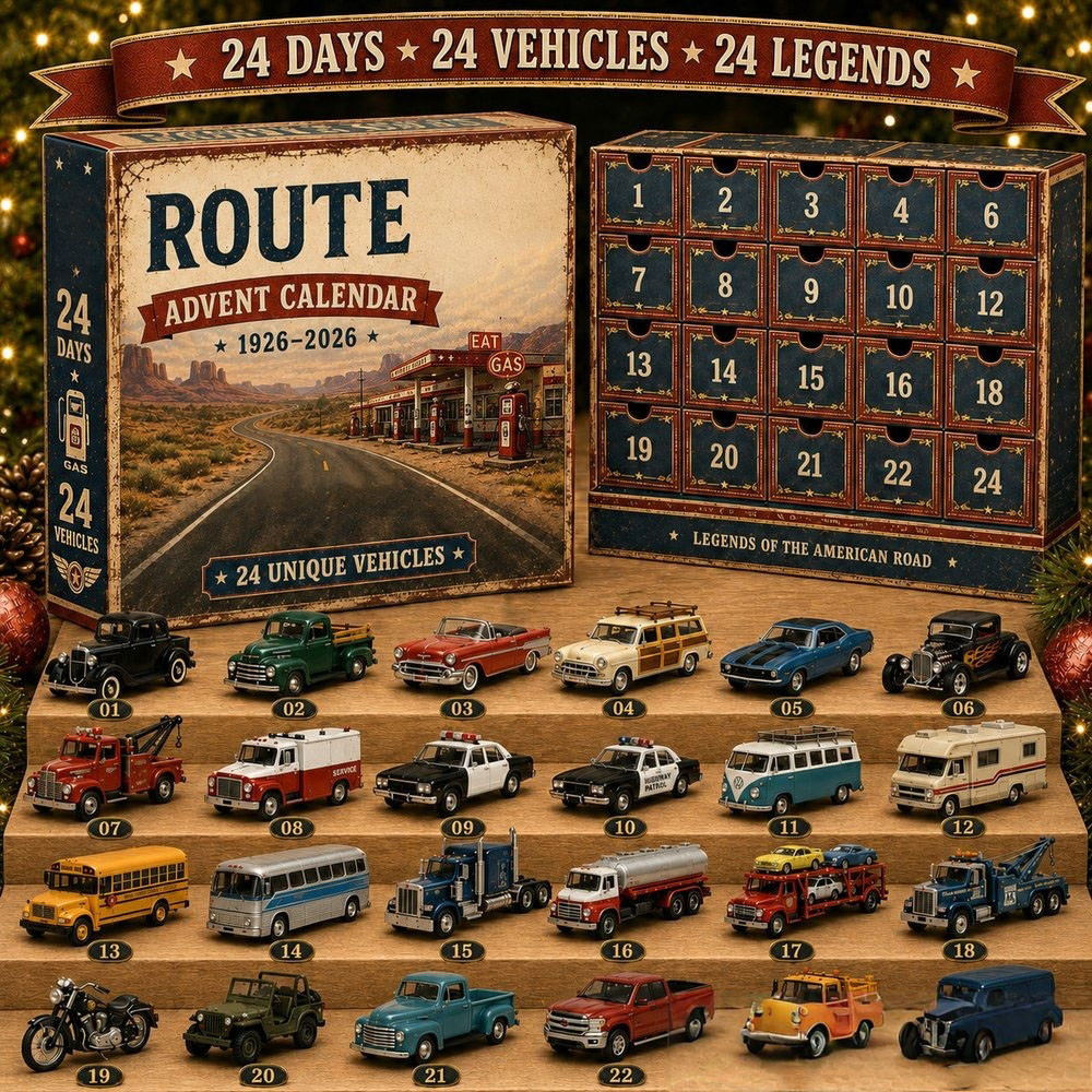 Route 66 Centennial Advent Calendar 2026 Christmas Countdown Xmas Gift, 3D Acrylic Collectibles