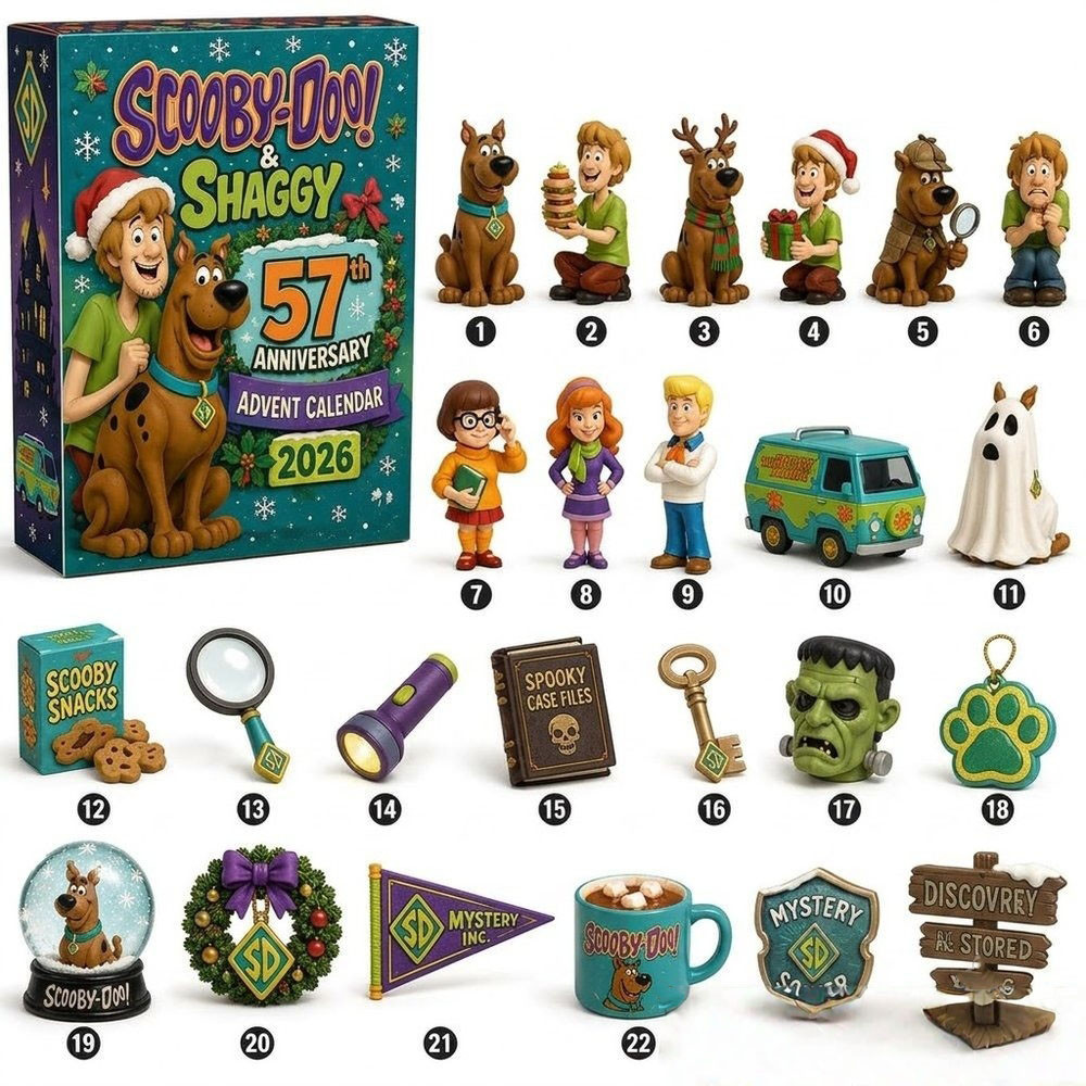 Scooby-Doo And Shaggy 57Th Anniversary Advent Calendar 2026 Xmas Countdown Gift Idea, 3D Acrylic Collectibles