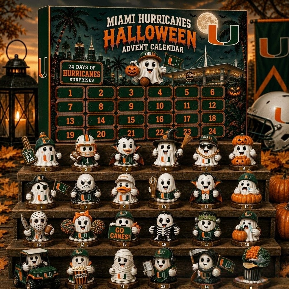 Miami Hurricanes Halloween Advent Calendar 2026 24 Day Halloween Countdown Gift, 3D Acrylic Collectibles