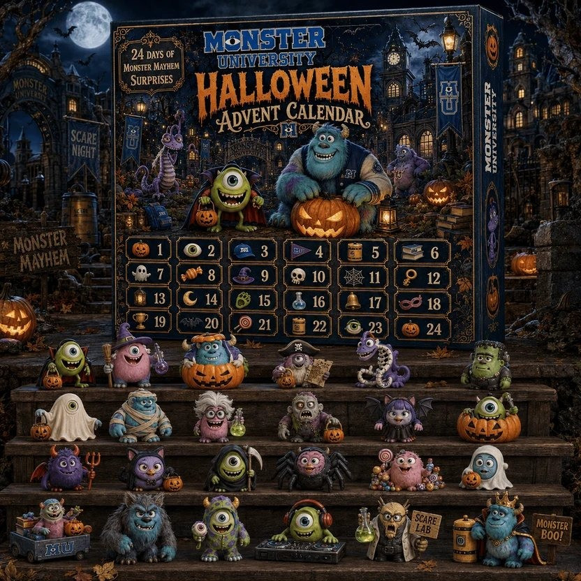 Monster University Halloween Advent Calendar 2026 24 Day Halloween Countdown Gift Ideas, 3D Acrylic Collectibles