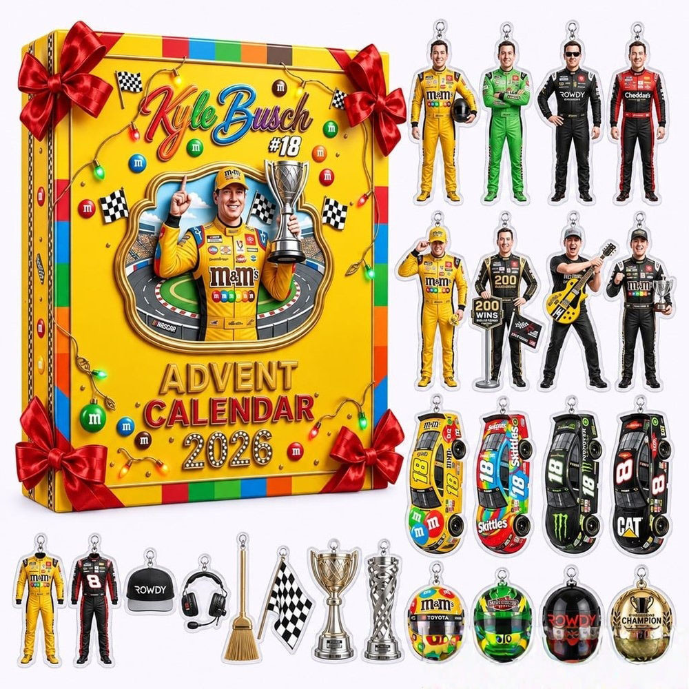 Nascar Racing Kyle Busch Advent Calendar 2026 24 Day Xmas Countdown Gift For Fan, 3D Acrylic Collectibles