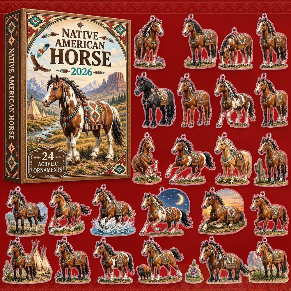 Native American Horse Advent Calendar 2026 24 Day Christmas Countdown Xmas Gift For Horse Lovers, 3D Acrylic Collectibles