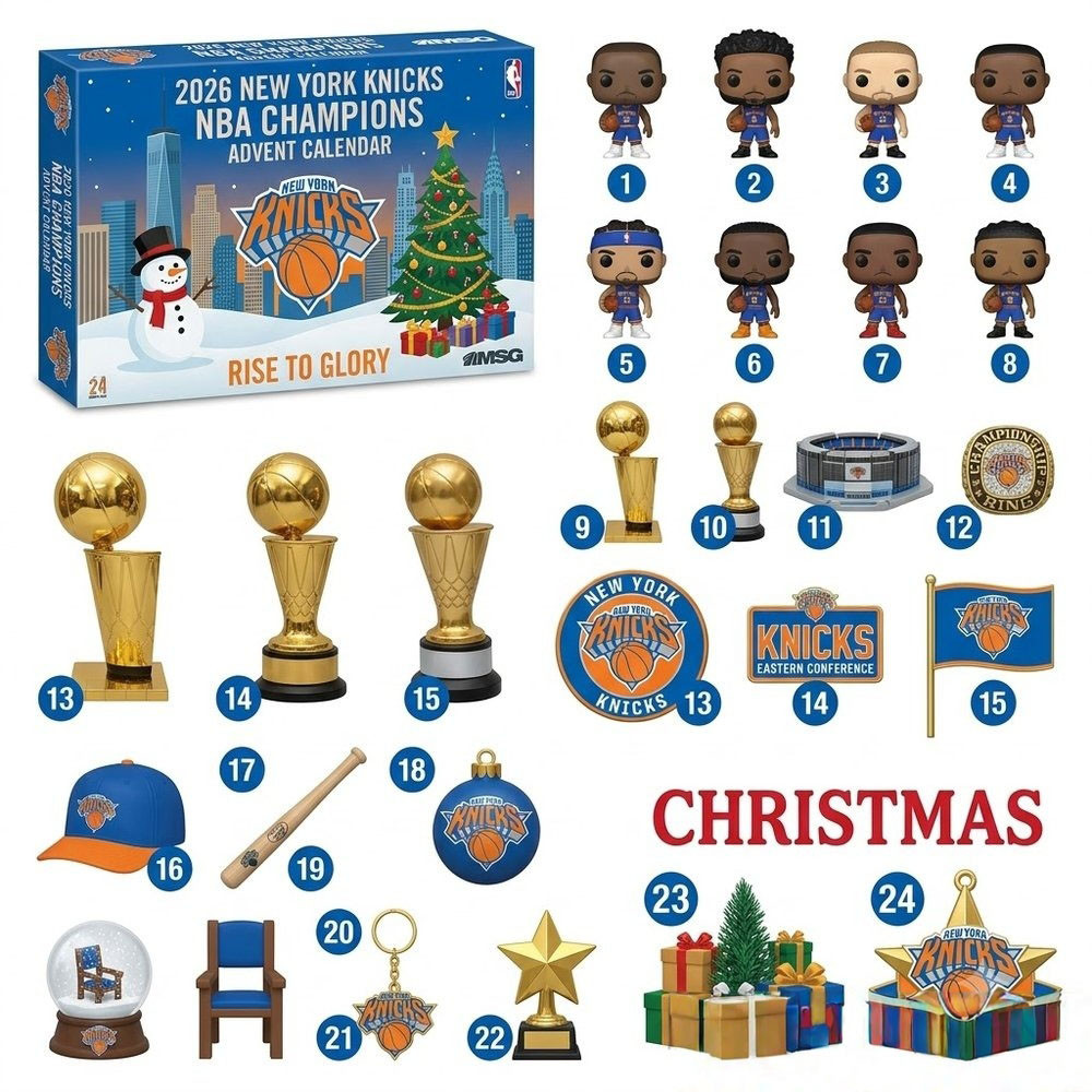 New York Knicks Nba Champions Advent Calendar 2026 24 Day Countdown Xmas Decor Gift, 3D Acrylic Collectibles