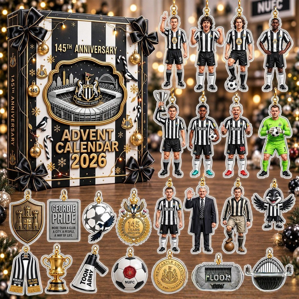 Newcastle United 145Th Anniversary Advent Calendar 2026 24 Day Xmas Countdown Gift For Soccer Fans, 3D Acrylic Collectibles