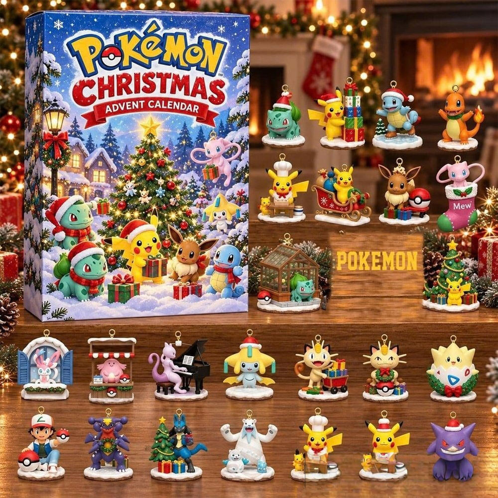 Pokemon Cute Characters Christmas Advent Calendar 2026 24 Day Xmas Countdown Gift For Pokemon Fans, 3D Acrylic Collectibles