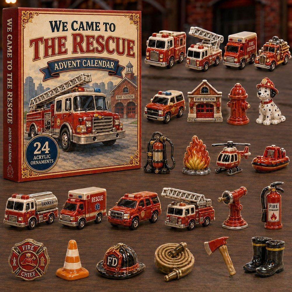 Rescue Team Advent Calendar 2026 Christmas Countdown Xmas Gift For Firefighter, 3D Acrylic Collectibles