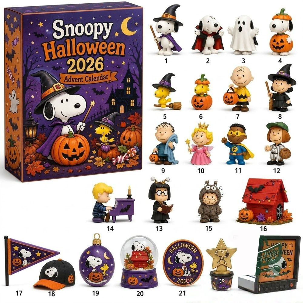 Snoopy Peanuts Halloween Advent Calendar 2026 Halloween Countdown Gift For Snoopy Lovers, 3D Acrylic Collectibles