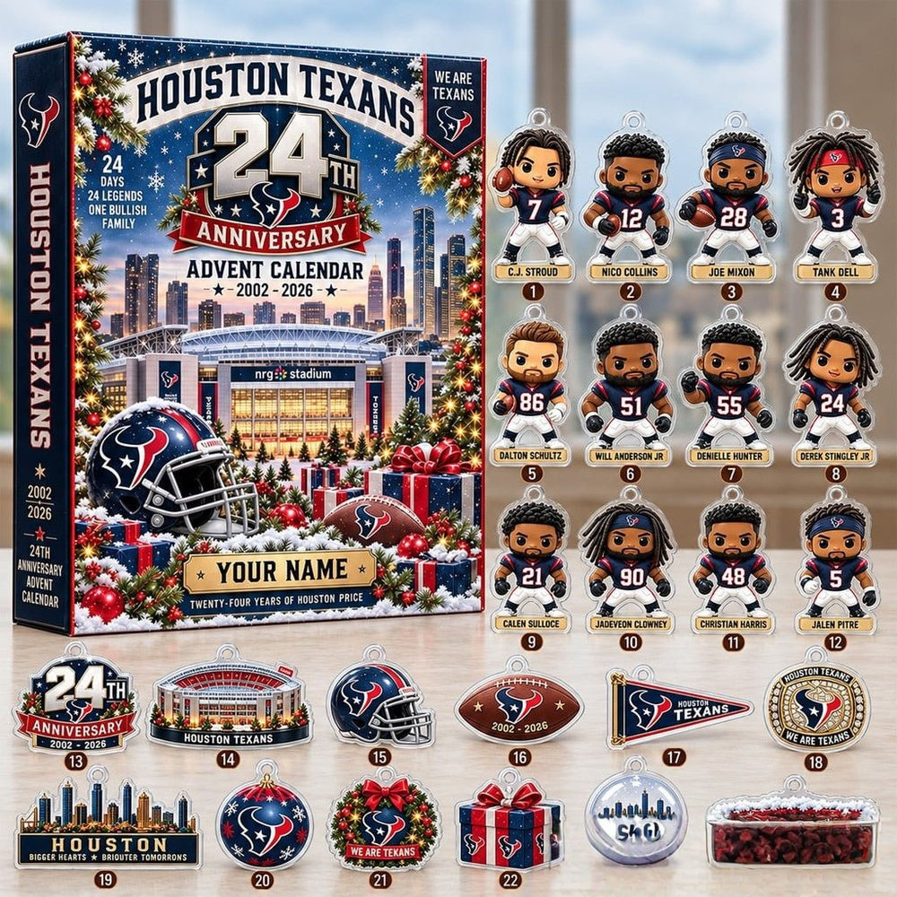 Custom Houston Texans 24Th Anniversary Advent Calendar 2026 24 Day Countdown Xmas Gift Football Fans, 3D Acrylic Collectibles