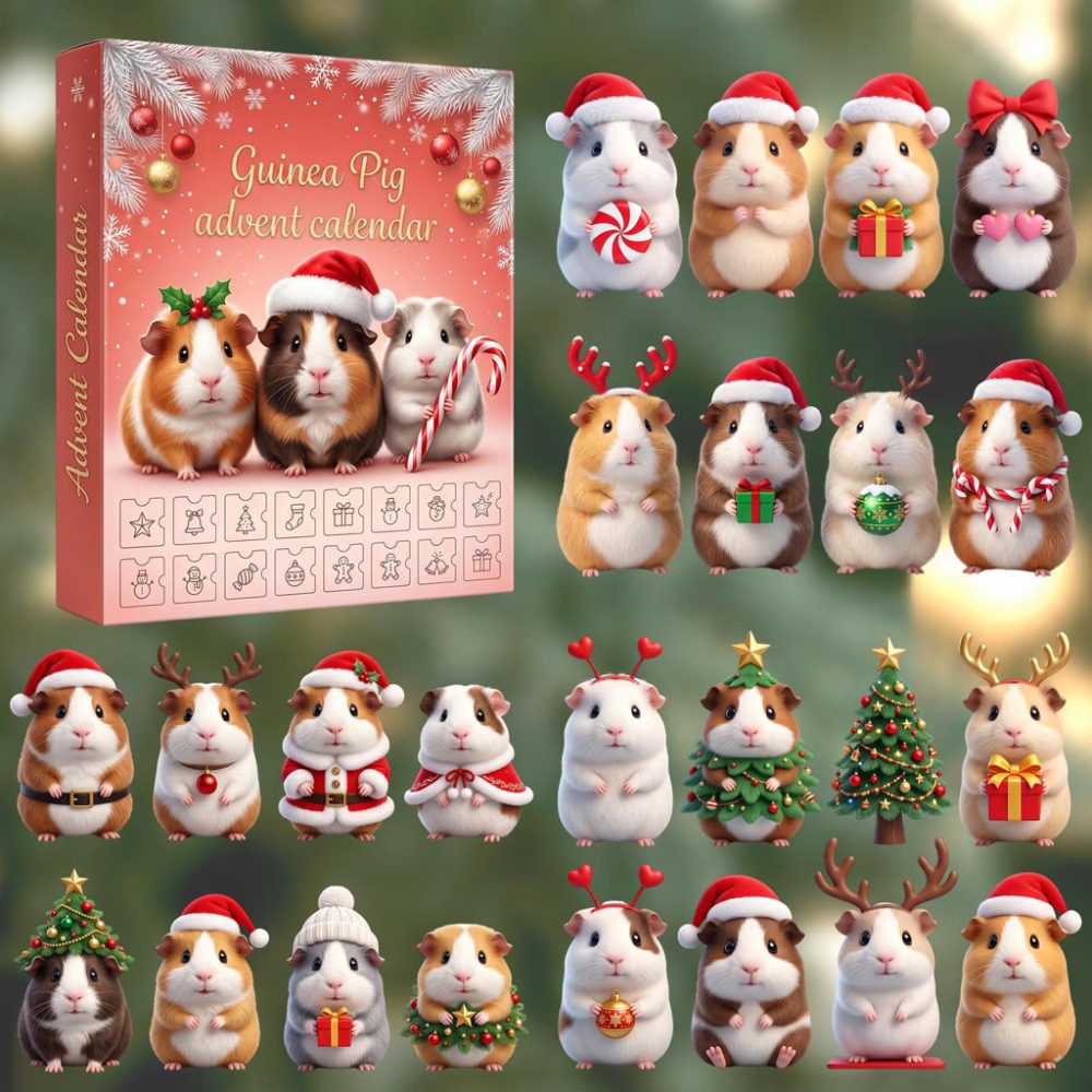Guinea Pig Christmas Advent Calendar 2026 Xmas Tree Ornaments Cute Gift For Guinea Pig Lovers