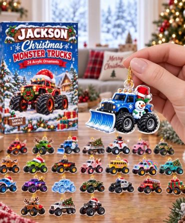 Personalized Monster Trucks Christmas Advent Calendar 2026 Xmas Tree Ornaments Gift For Kids