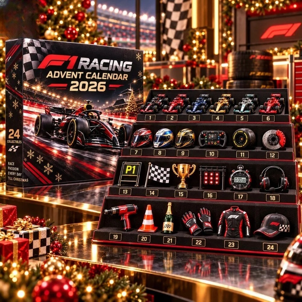 F1 Racing Christmas Advent Calendar 24 Day Christmas Countdown Box Racing Lover Gift, 3D Acrylic Collectibles