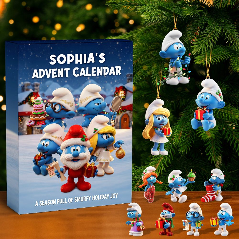 Custom The Smurfs Advent Calendar 2026 24 Day Christmas Countdown Box Gift For Kids, 3D Acrylic Collectibles