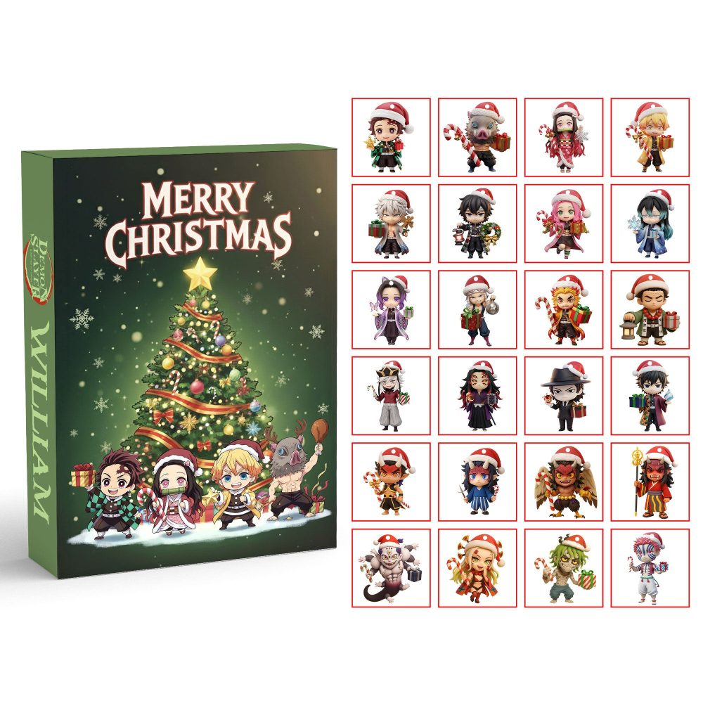 Personalized Anime Advent Calendar 24 Day Ornaments Christmas Countdown Anime Lover Gift, 3D Acrylic Collectibles