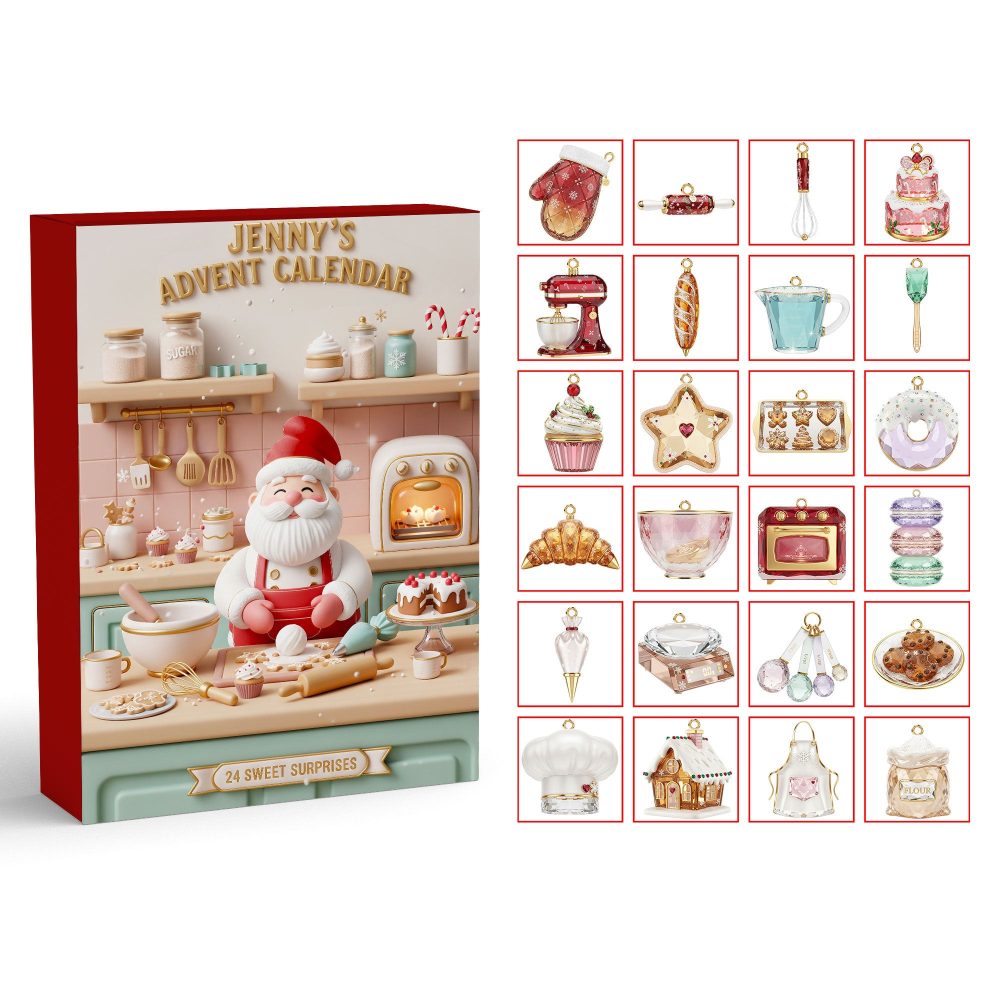 Personalized Baking Christmas Advent Calendar 24 Days Christmas Countdown Blind Box Her Gift, 3D Acrylic Collectibles