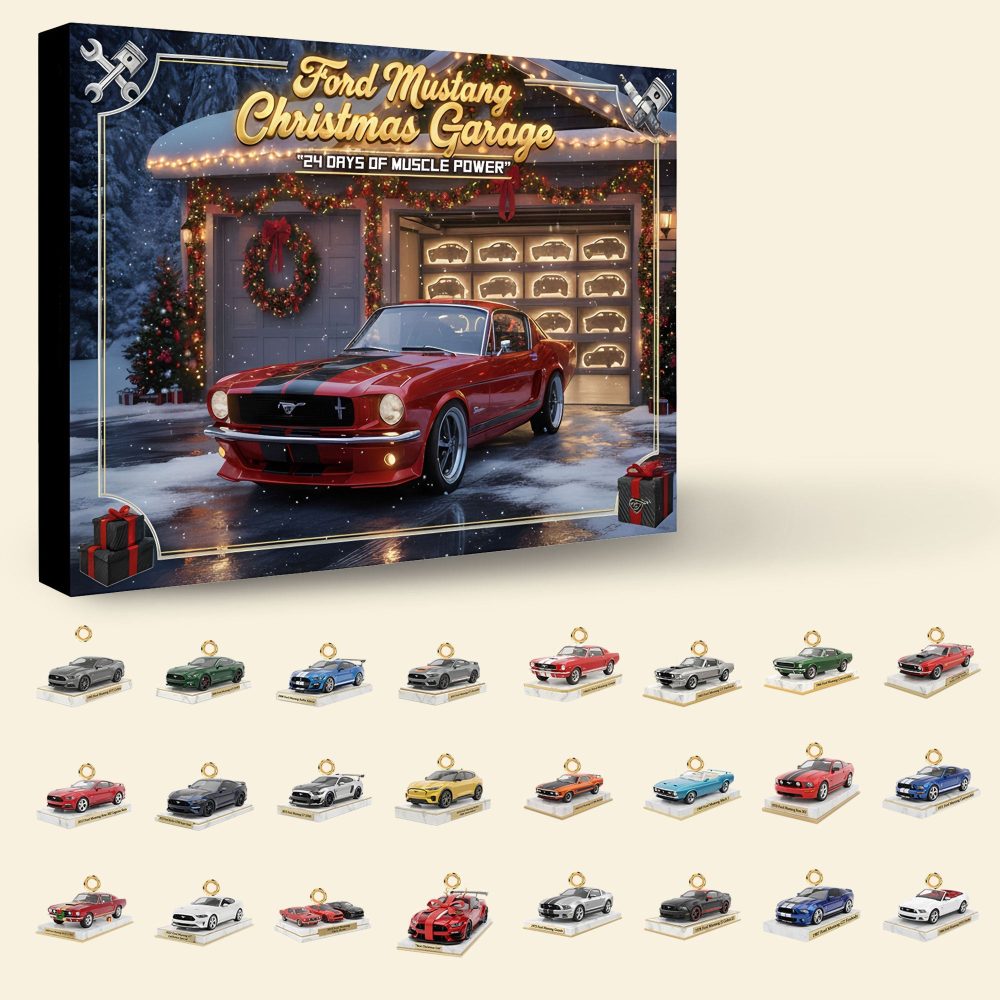 Personalized Ford Mustang Advent Calendar 24 Day Christmas Countdown Gift For Men, 3D Acrylic Collectibles