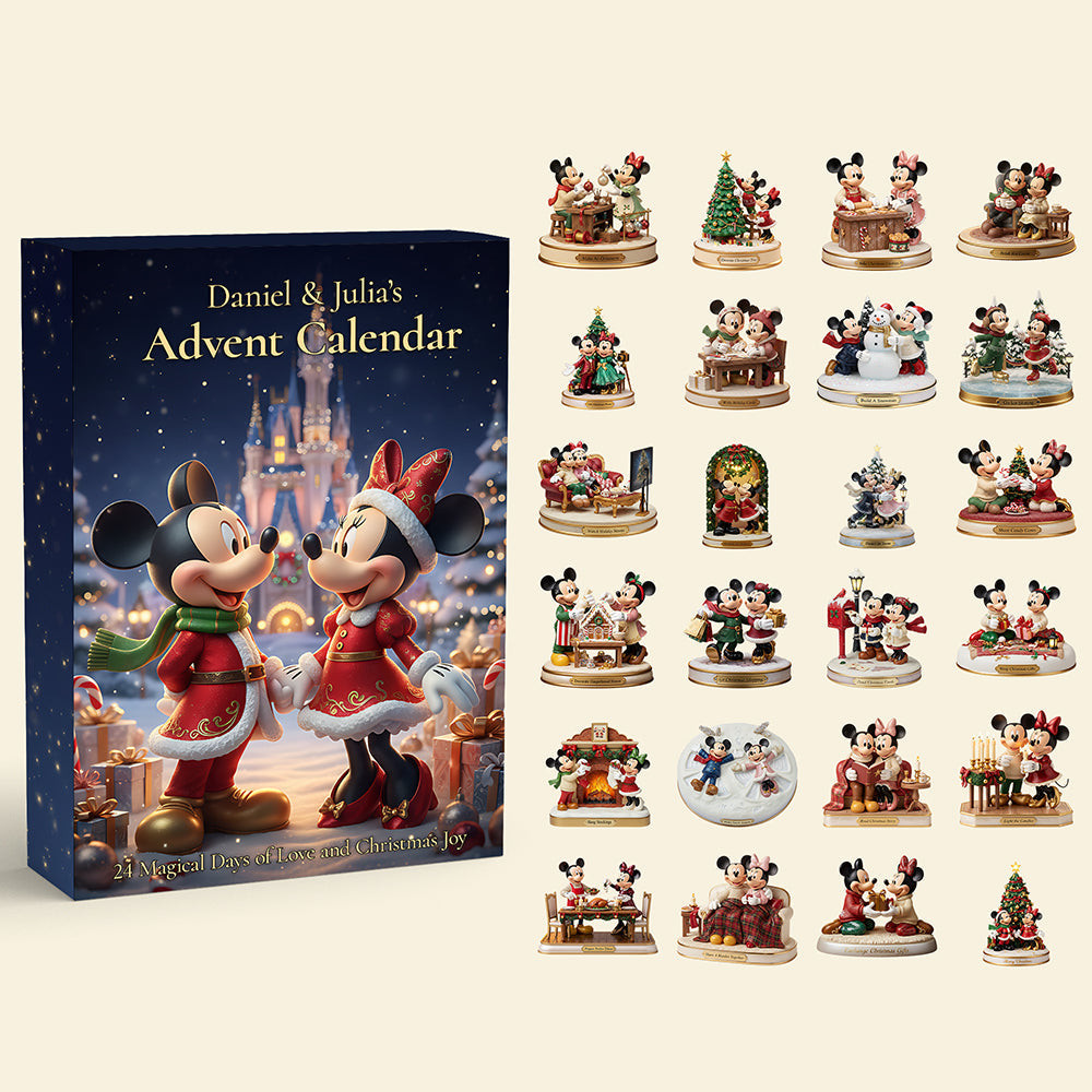 Personalized Mickey Minnie Advent Calendar 24 Day Christmas Countdown Couples Gift, 3D Acrylic Collectibles