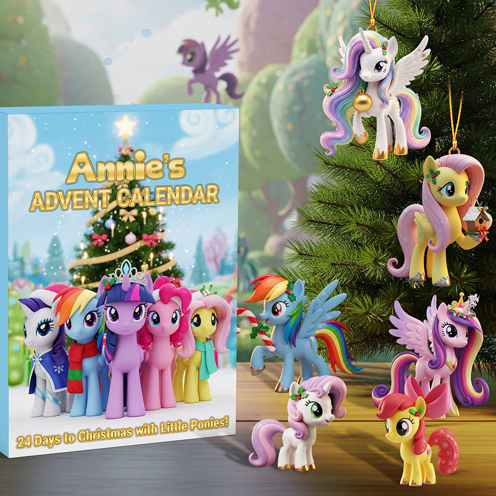 Personalized My Little Pony Advent Calendar 24 Day Christmas Countdown Kids Gift, 3D Acrylic Collectibles