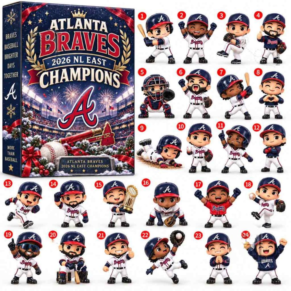 Atlanta Braves 2026 Nl East Champions Advent Calendar Baseball Fan Calendar Gift For Boys, 3D Acrylic Collectibles