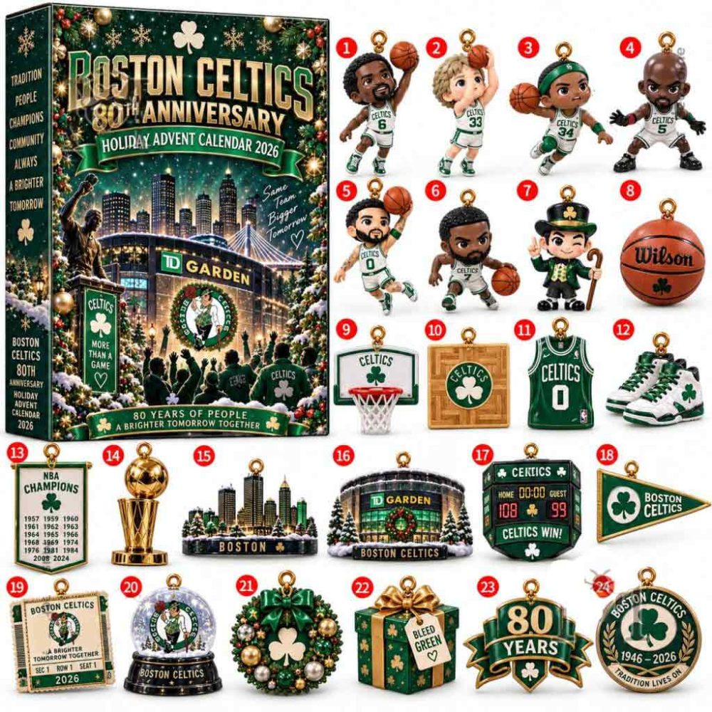Boston Celtics 80Th Anniversary Advent Calendar Basketball Legacy Championship Fan Collectible Gifts, 3D Acrylic Collectibles