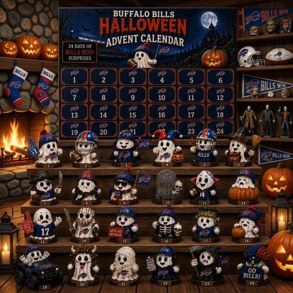 Buffalo Bills Halloween Advent Calendar Football Halloween Fandom Collectible Gift For Husband, 3D Acrylic Collectibles