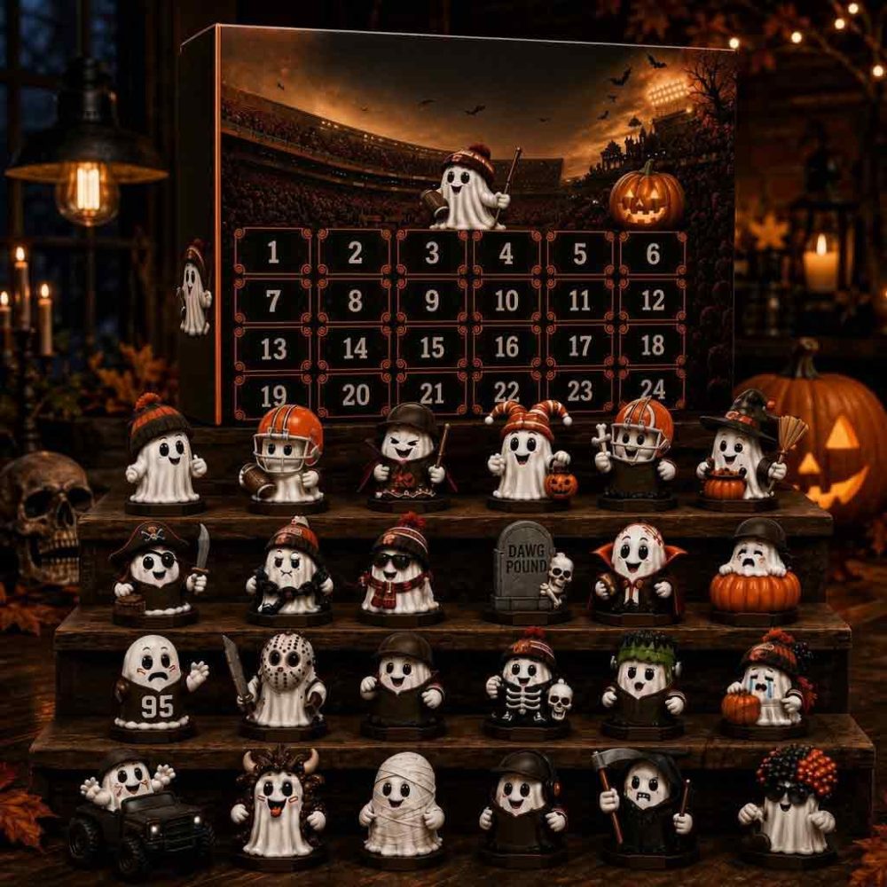 Cleveland Browns Halloween Advent Calendar 24 Days Of Brownie Boo Surprises Gift Ideas For Son, 3D Acrylic Collectibles
