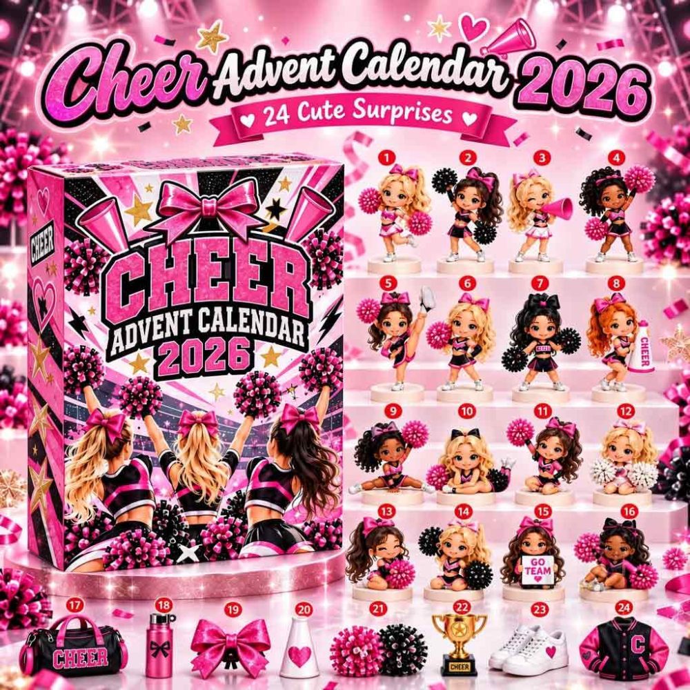 Cheerleading 2026 Countdown Advent Calendar Cheer Squad Holiday Countdown Gift For Daughter, 3D Acrylic Collectibles