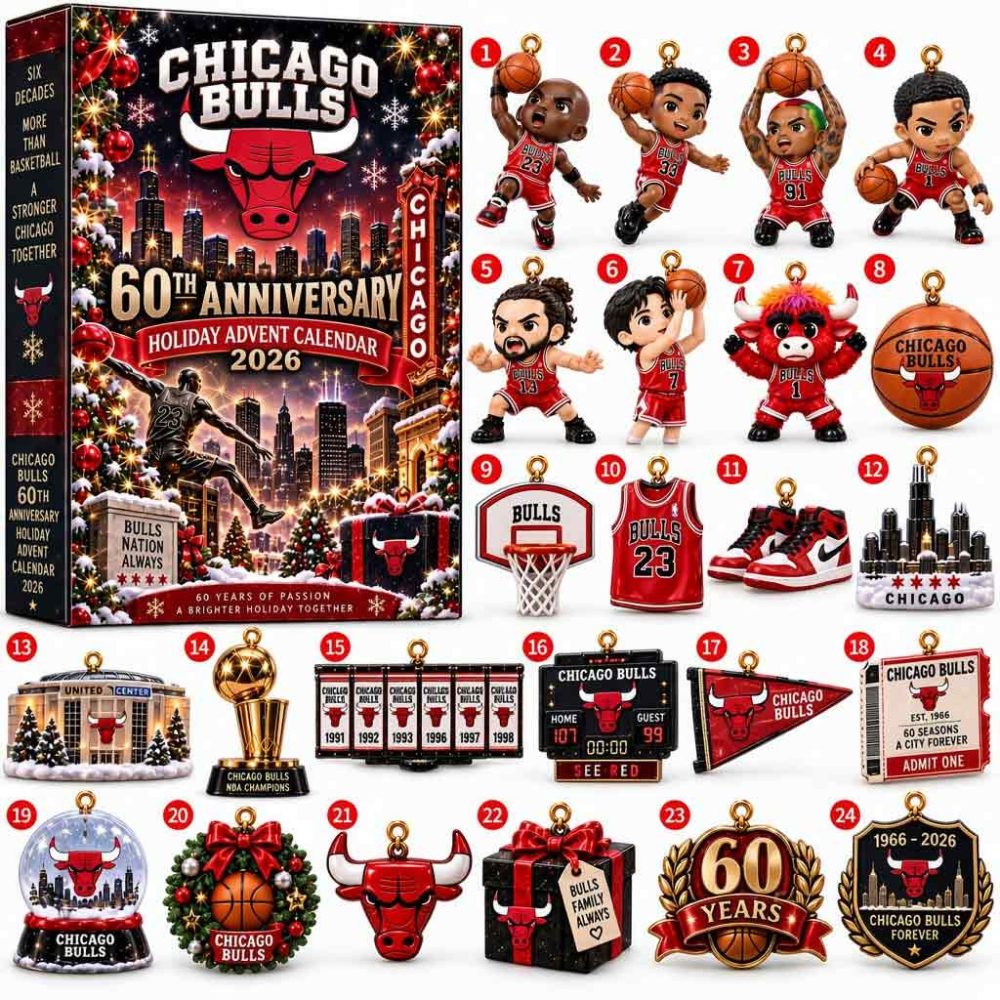 Chicago Bulls 60Th Anniversary Advent Calendar 2026 Basketball Legacy Anniversary Collectible Gifts, 3D Acrylic Collectibles