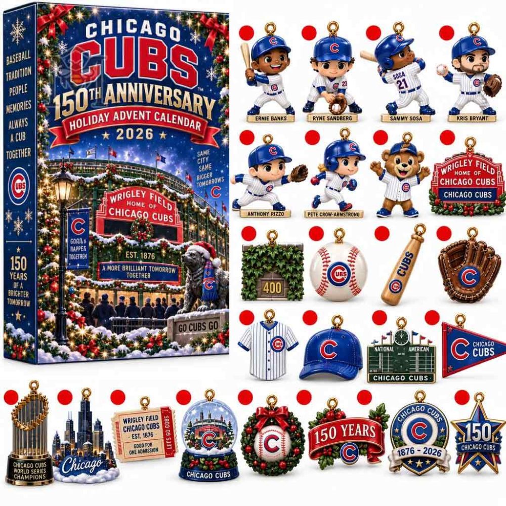 Chicago Cubs 150Th Anniversary Holiday 2026 Advent Calendar Baseball Heritage Festive Collectible Gifts, 3D Acrylic Collectibles