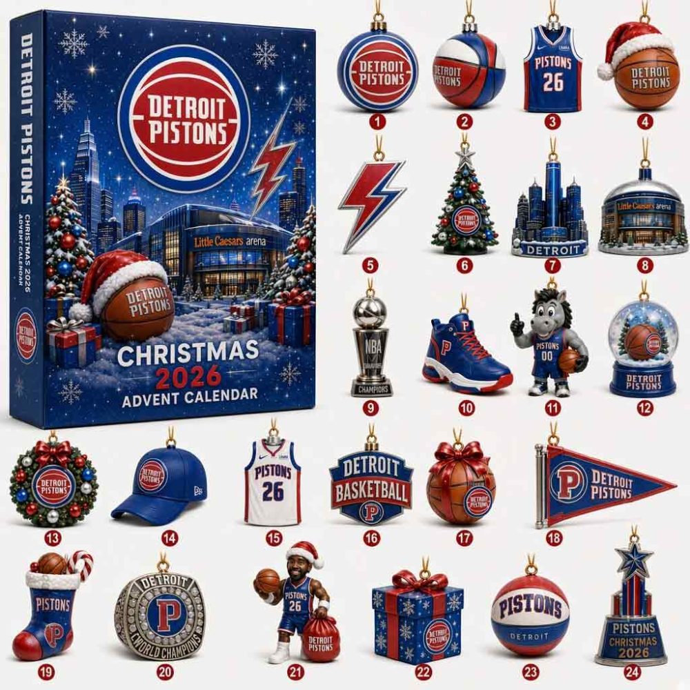 Detroit Pistons Christmas 2026 Advent Calendar Team Basketball Memories Holiday Gift For Husband, 3D Acrylic Collectibles