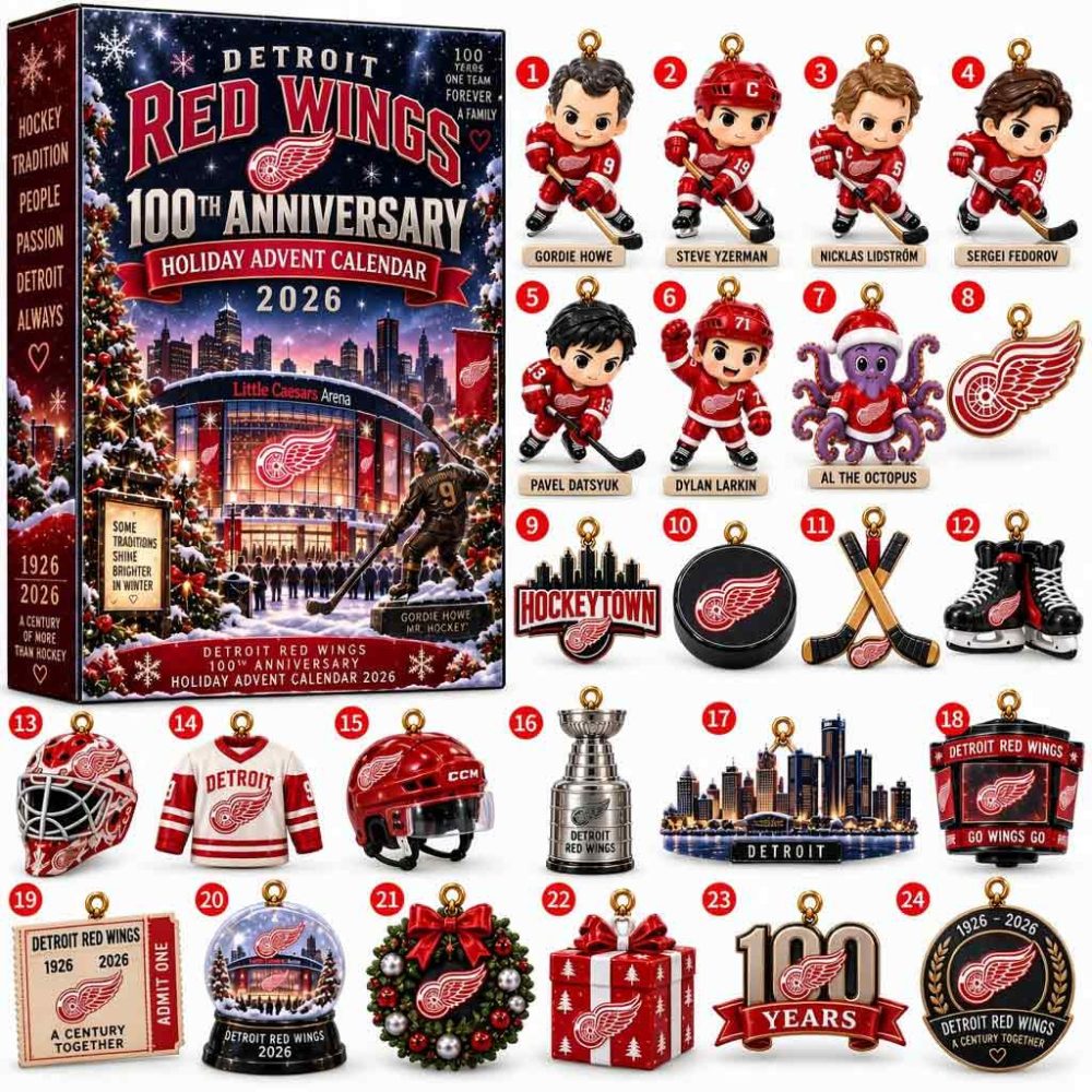 Detroit Red Wings 100Th Anniversary Advent Calendar 2026 Hockey Legacy Celebration Collectible Gifts, 3D Acrylic Collectibles