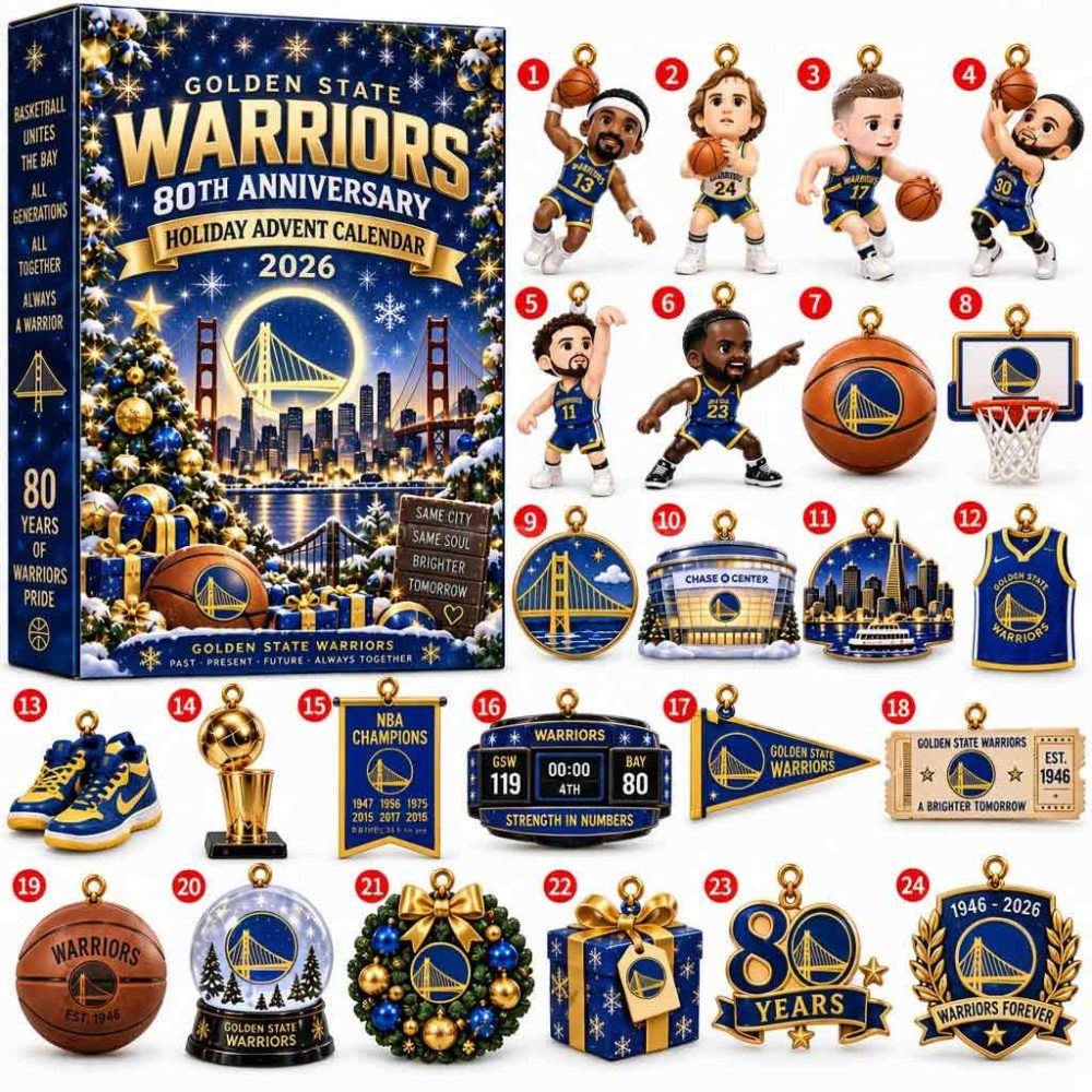 Golden State Warriors 80Th Anniversary Advent Calendar 2026 Basketball Legacy Collectible Gifts, 3D Acrylic Collectibles