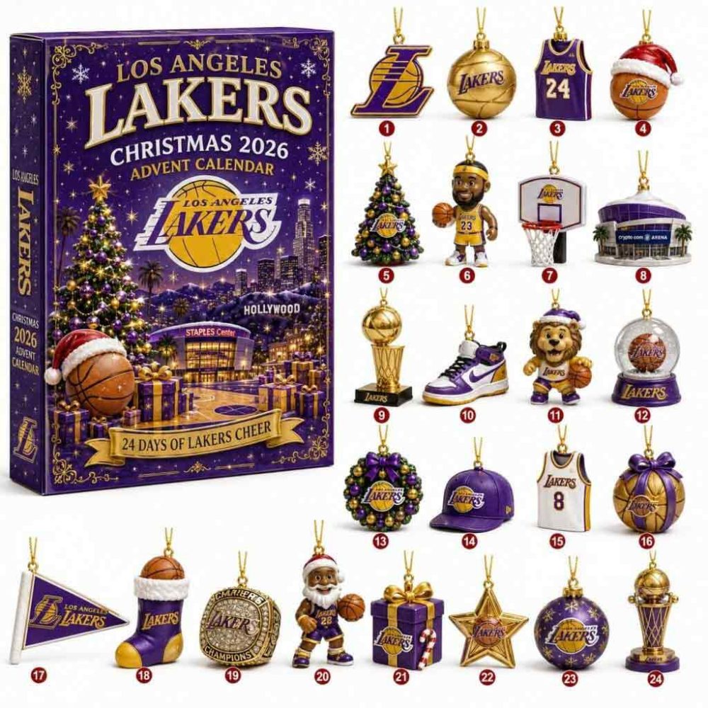 Los Angeles Lakers Christmas 2026 Advent Calendar Basketball Holiday Spirit Collectible Gifts, 3D Acrylic Collectibles