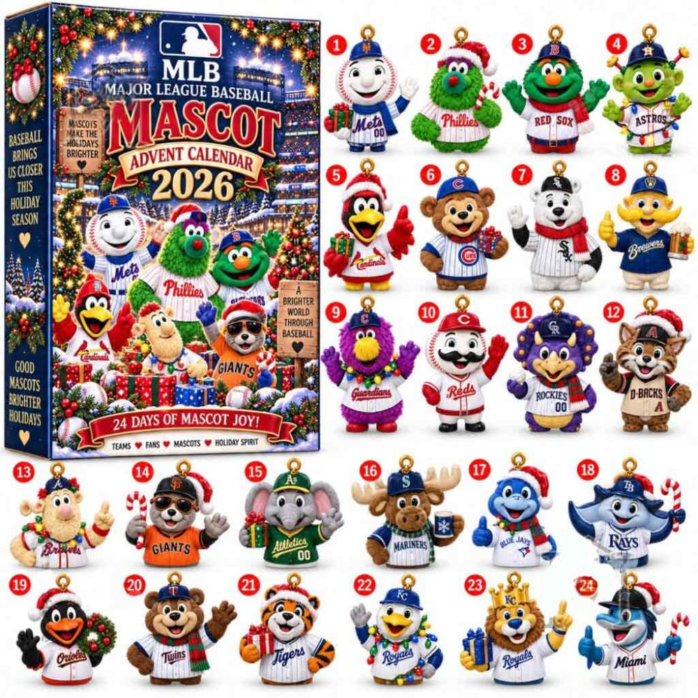 Major League Baseball 2026 Mascot Advent Calendar Baseball Fan Holiday Collectible Gift For Man, 3D Acrylic Collectibles